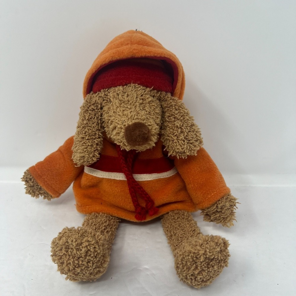 Bath and Body Works Barker Puppy Dog plush Orange Hoodie‎ Red bonnet Stuffed Toy